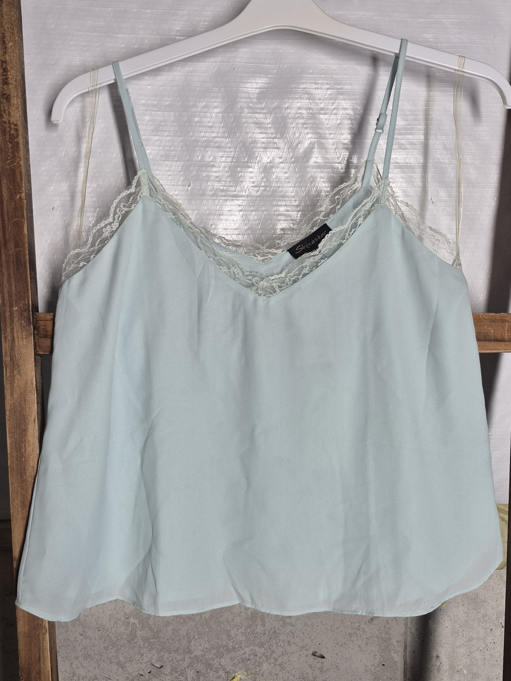 Shinestar Pale Blue Lace-Trim Cami